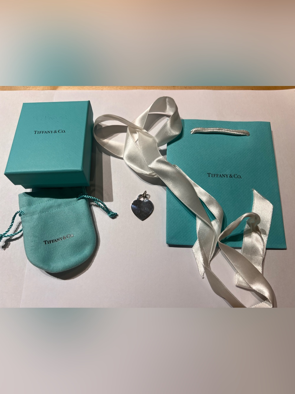 Tiffany & Co. Robin's-egg Blue Jewelry Set with Silver Heart Charm